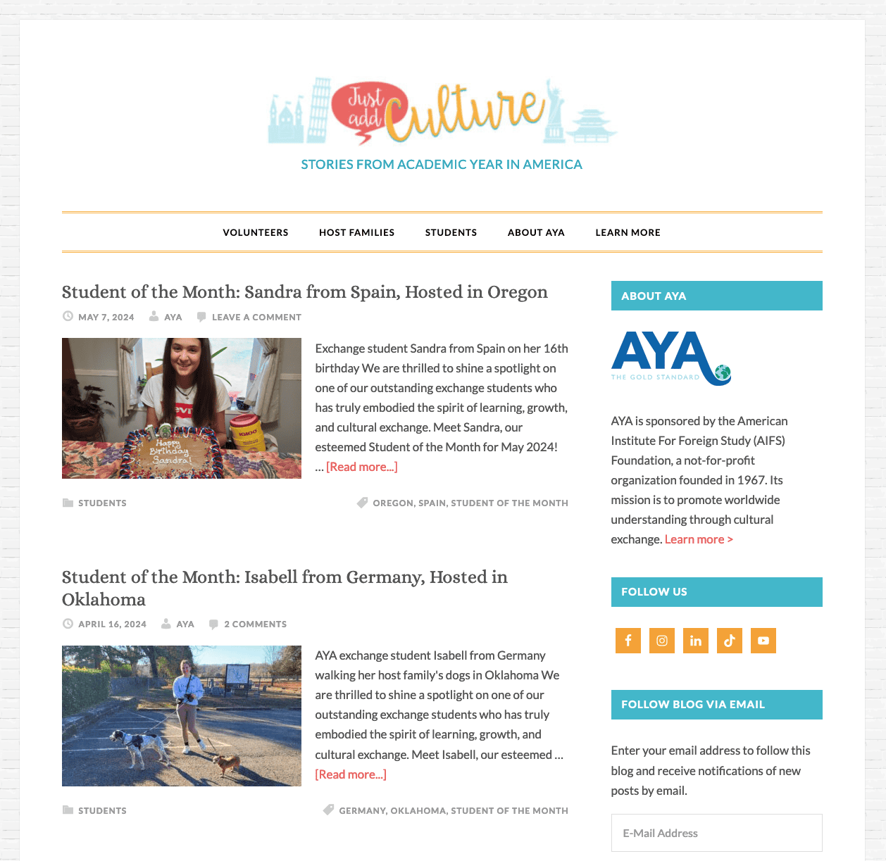 Image of the AYA blog.